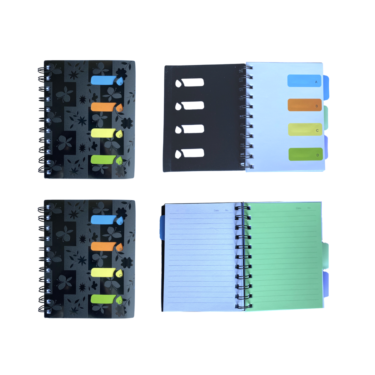 A6 Spiral Lined Hard Cover Notebook with Subject Tabs 4 Pack Buy