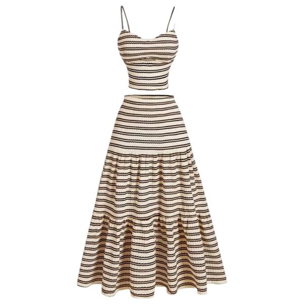 2 Piece Matching Crop Top &amp; Skirt Multicolor