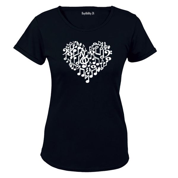 Music Note Heart - Ladies - T-Shirt - White