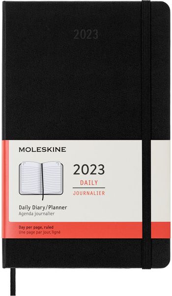 Moleskine 2023 Daily Planner, 12m, Large, Black, Hard Cover (5 X 8.25)