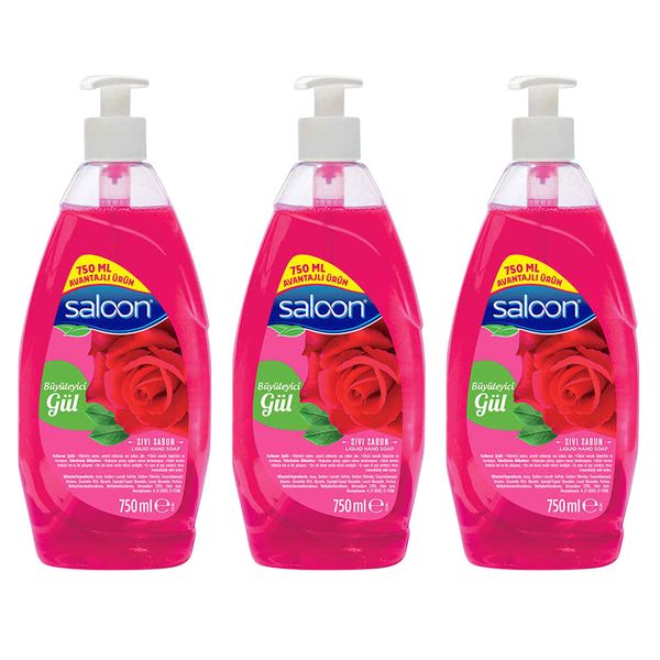 Saloon Liquid Hand Wash Soap - Rose - 750ml - 3 Pack