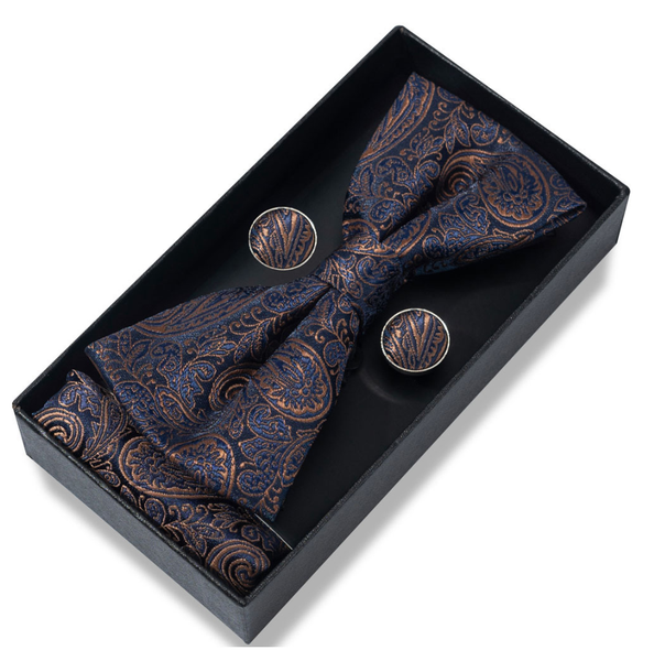 IPSTYLE Men's Bow Tie Set - Pocket Square, Cufflinks