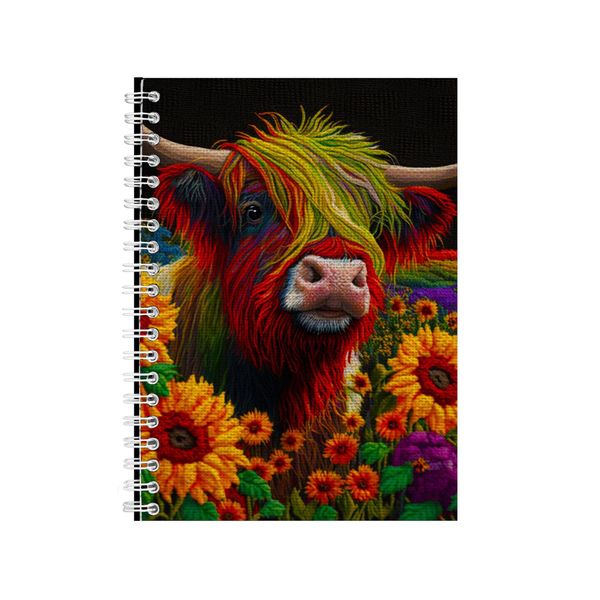 Embroidered HIGHLAND COW 1 Notebook Animal Gift Idea A4 Notepad Pad 101
