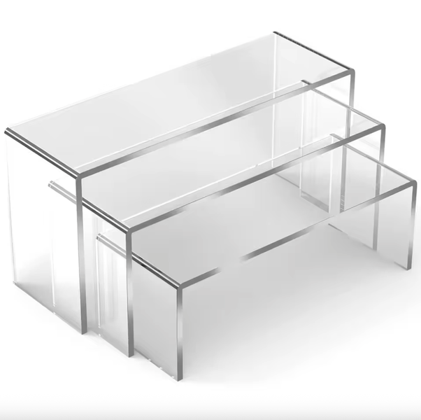 3 Pieces S Clear Display Stand Cosmetic Bag Jewelry Showcase Cup Holders
