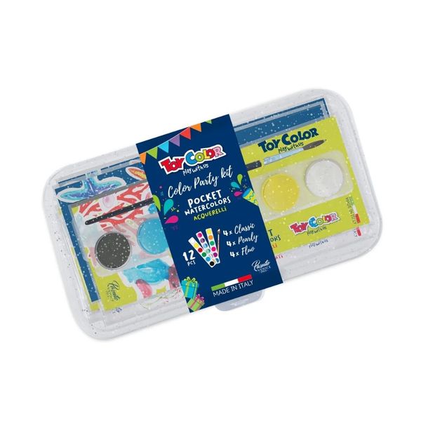 Toy Color - Watercolours Party Kit - Classic, Pearly, Neon - 12 in Gift Box