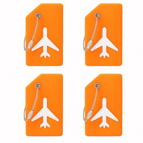 4 Piece Boarding Pass Design Silicone Luggage Tag - Yellow