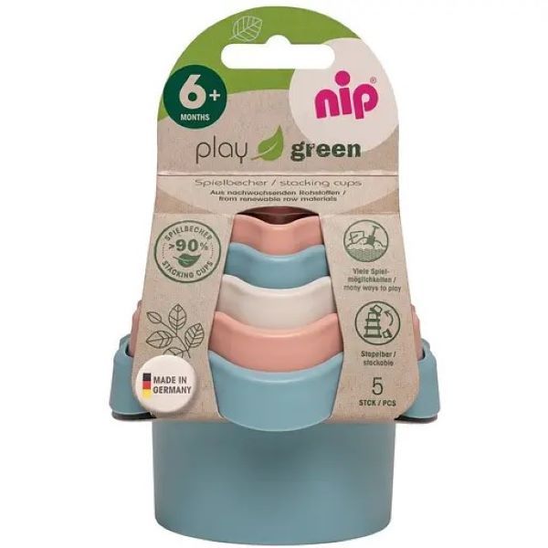 5 NIP Play Green Stacking Cups
