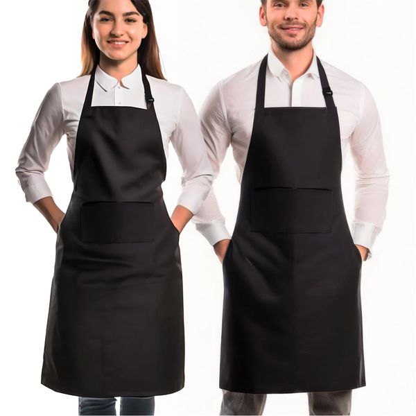 Premium Black Apron for Woman and Men. One size fits all. Stain Resistant