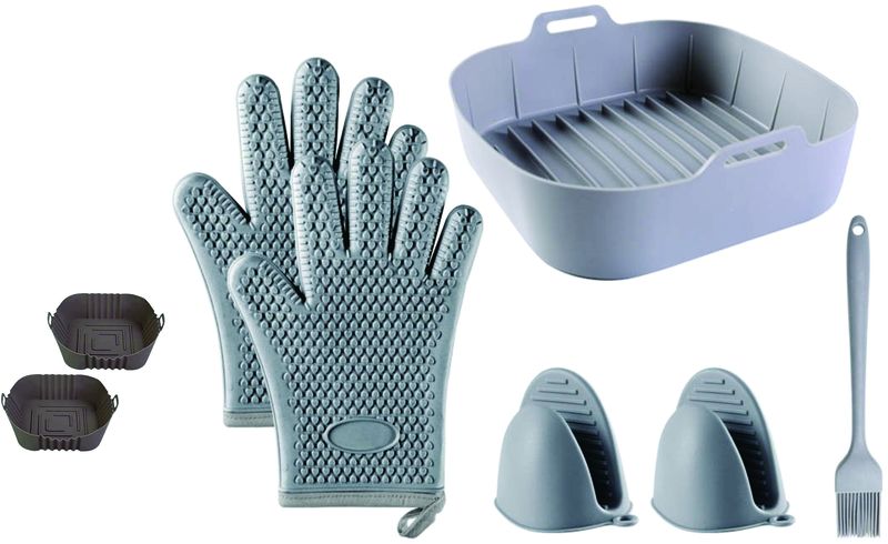 Air Fryer Silicone Mold and Cleaning Brush with Replacement Trays