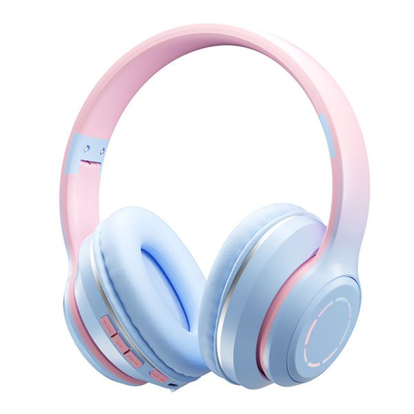 Wireless Gaming Headset Gradient BT5.2 Connection Colorful Lights Game Blue