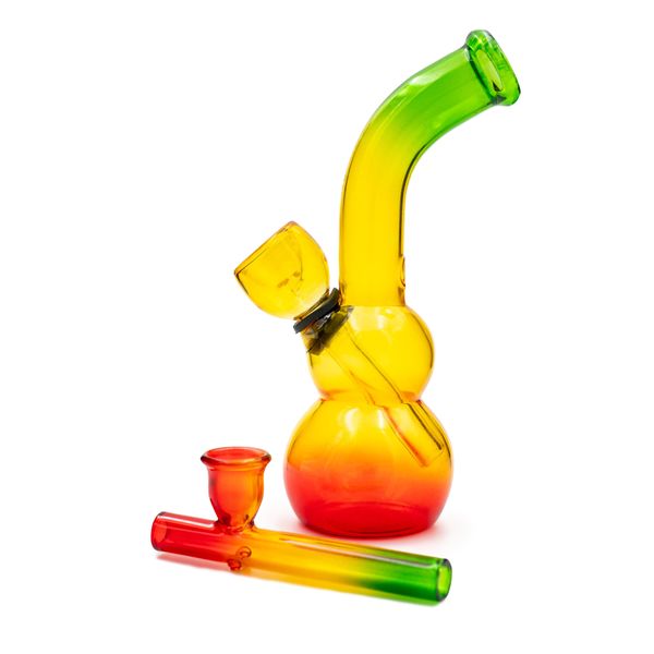 4inch Rasta Glass Pipe &amp; Mini Bong Combo with glass filters