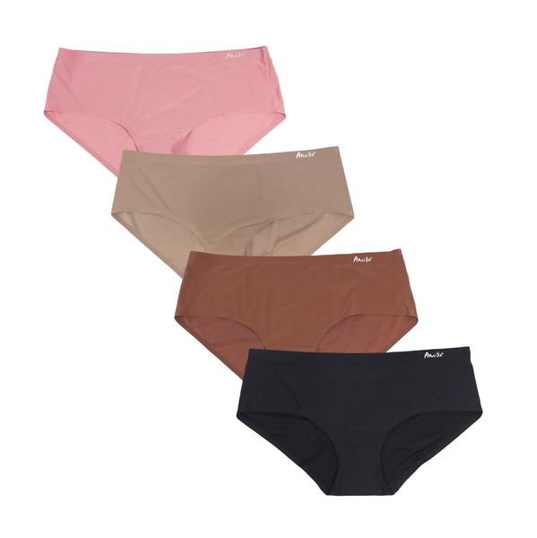 Women Seamless Underwear No Show Panties Soft Stretch Bikini Hipster Pack 4