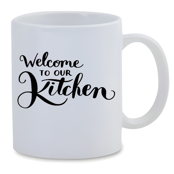 Ceramic Mug - Welcome To Our Kitchen - White - 350ml