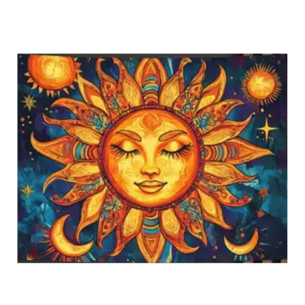Sun and Moon Hippie Mandala Tapestry - 150 x 130cm