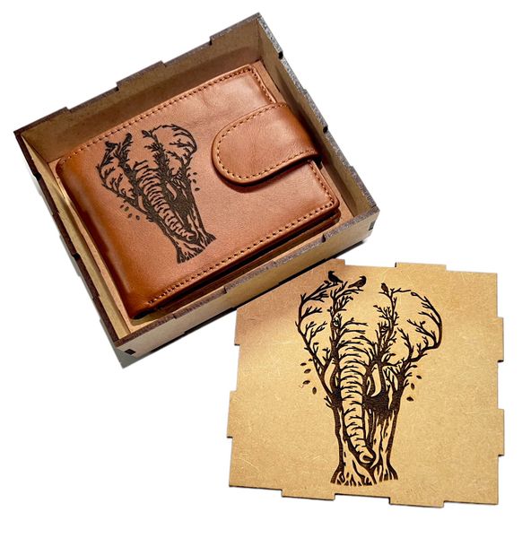 Genuine Leather Men's Wallet with Elephant Branding