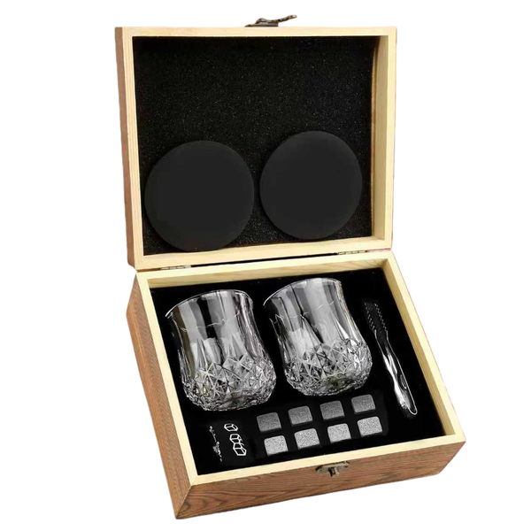 Apauls Whiskey Wood Gift Box Set Home Wine Valentine Gift Set Box Glasses