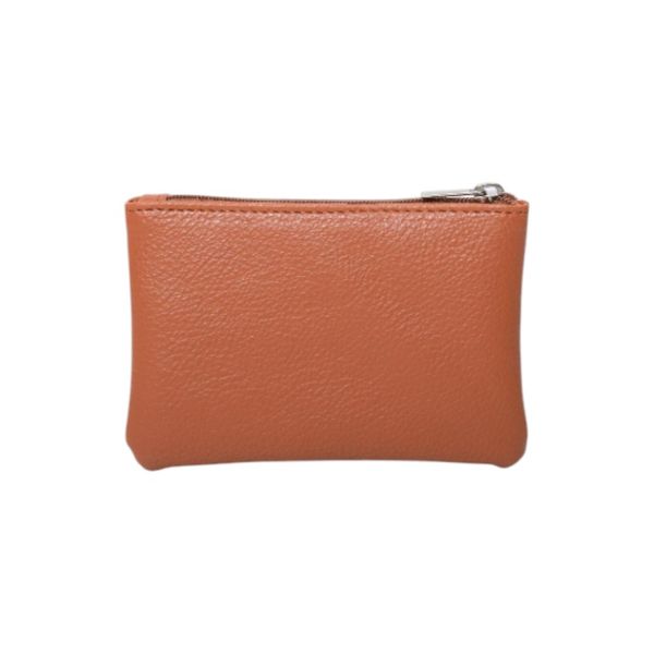 Slim Faux Leather Textured Mini Zipper Coin Purse - Black
