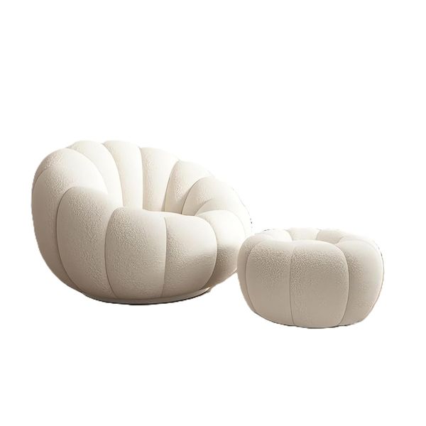 Modern Lazy Lounge Chair Set - Ultimate Comfort for any Space - White - 2 Piece Set