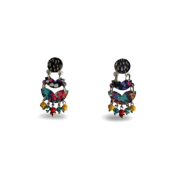 Lilly K Designs Women Rich Jewel Toned Perspex Drop &amp; Dangle Earrings