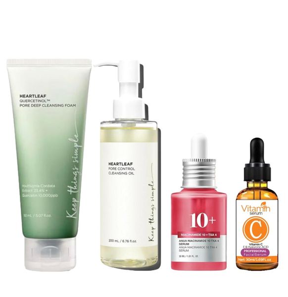 Heartleaf Cleansing Foam, Oil, Nianicianamide Serum &amp; Vitamin C Serum