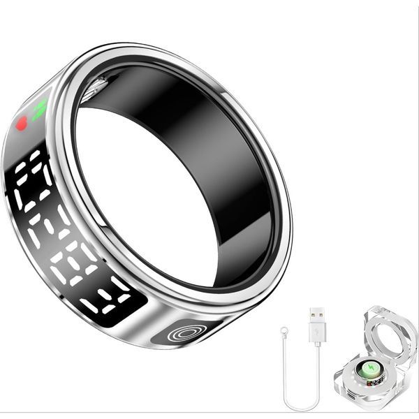 Fitness Tracker Ring with LED Display Screen, Ring with iOS/Android
