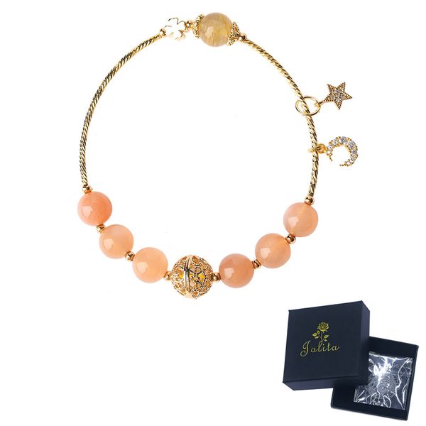 Jolita Natural Orange Moonstone Bracelet Star and Moon Bead Crystal -SL0106