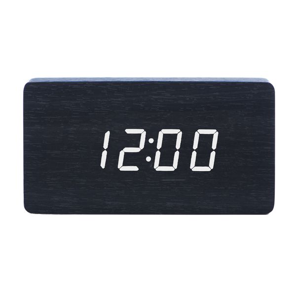Wooden Digital Alarm Clock/Calendar/temperature - Black 12,5 x 6,5cm