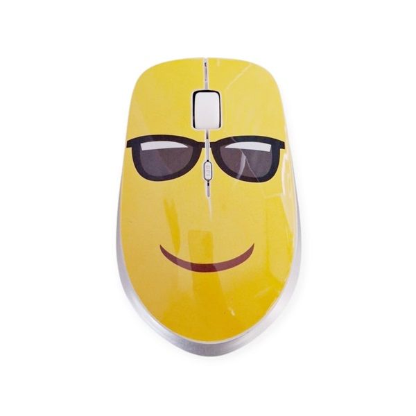 Yellow Cute &amp; Stylish Emoji Design Mouse With Glasses