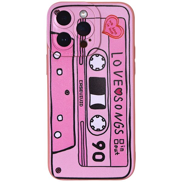 Pink - Phone Case with Casette Print - Iphone 15 Pro Max