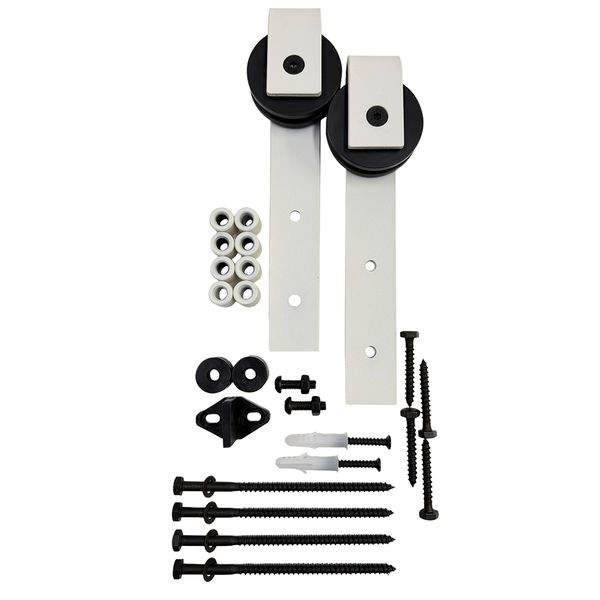 Trojan 50kg White Top Hung Barn Door Slider Kit