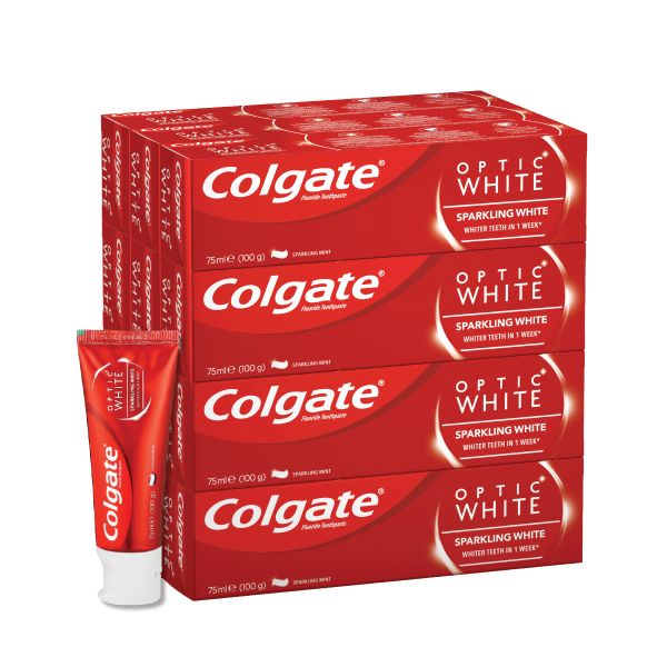 Colgate Optic White Sparkling White, Toothpaste - 12 X 75ml