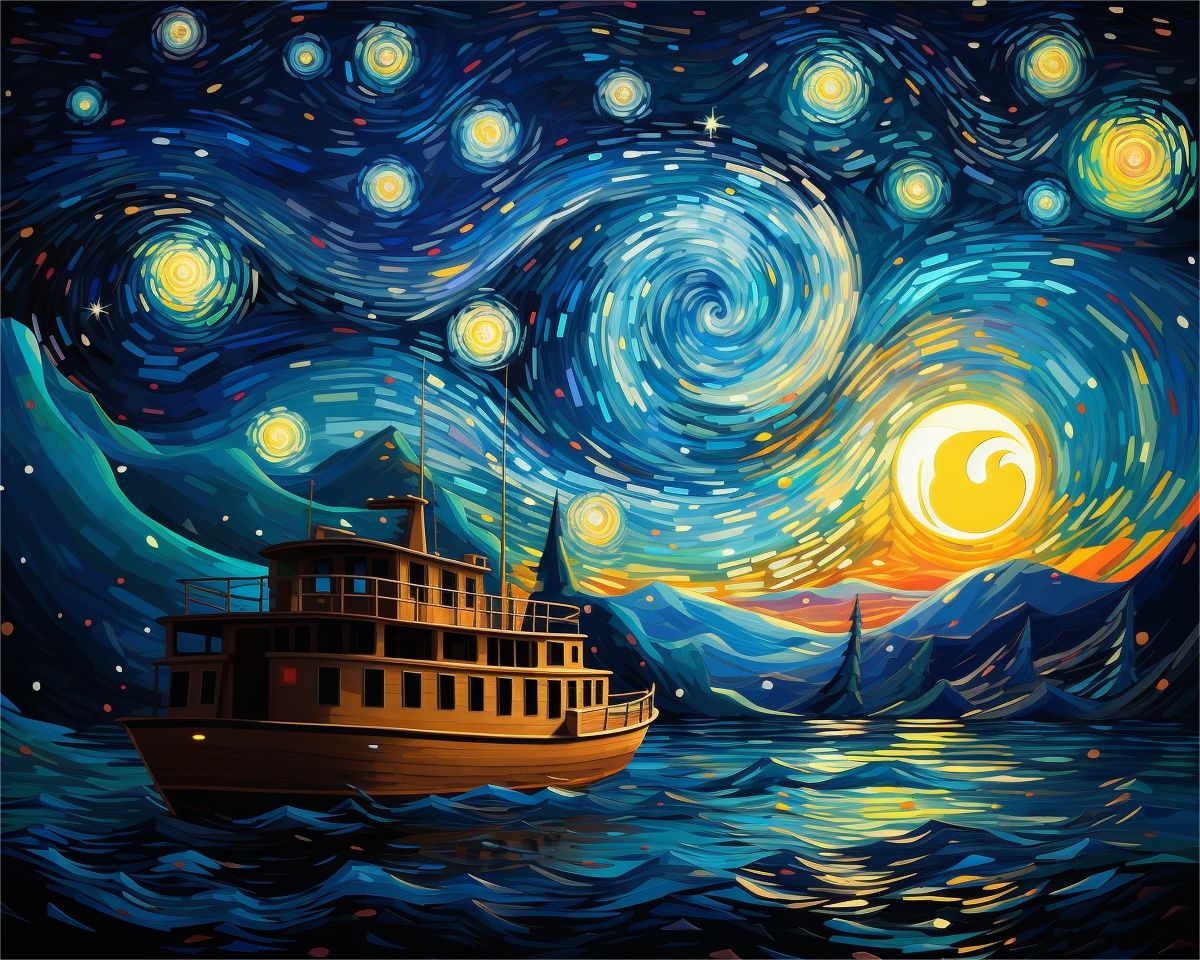 DIY Paint by Numbers Oil Painting Kit Starry Night Ship Shop Today