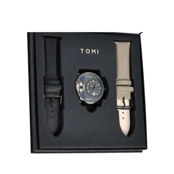 Tomi Face Gear Luxury Dual Strap Watch Men's Watch Leather Strap