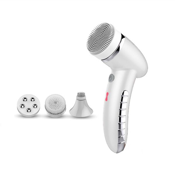 4 in 1 Deep Cleaning Electric Sonic Vibration Face Cleaner Brush - White