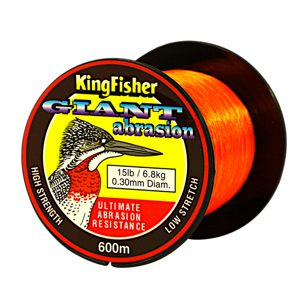 Kingfisher Giant Abrasion Nylon Fishing Line .30MM, 6.8KG/15LB Colour Orange, 600M Spool