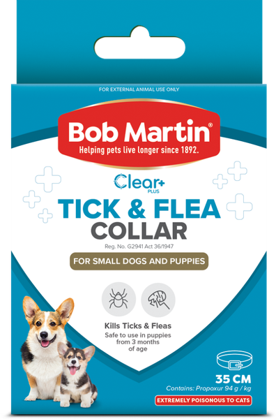 BOB MARTIN Clear+ Tick &amp; Flea Collar for Small Dogs &amp; Puppies