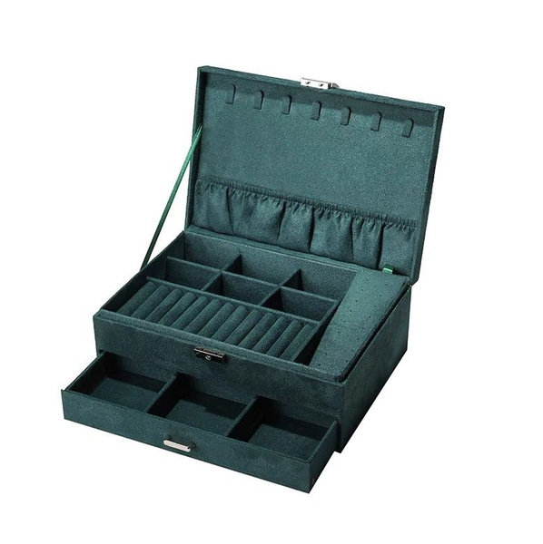 Large Capacity Jewelry Storage Box With Drawer - Emerald Green