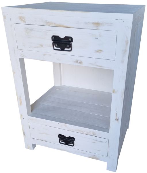 GC Hein White Rustic Bedside/Nightstand Table or Pedestal - Made From Wood