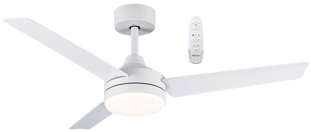 Matt White Ceiling Fan with LED Light and Remote Control - FAN089 White