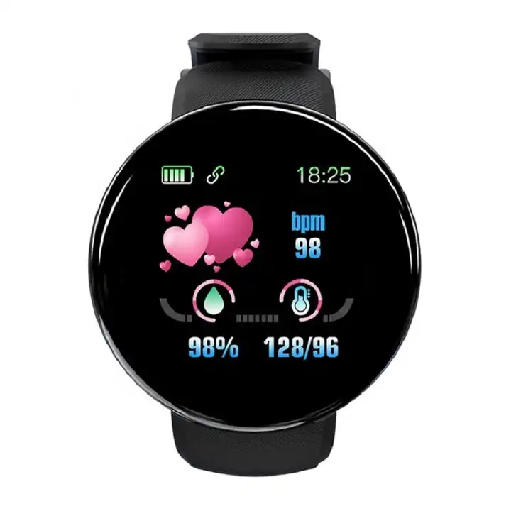 Round Screen Ip 67 Waterproof D18 Smart Heart Rate Watches Without ...