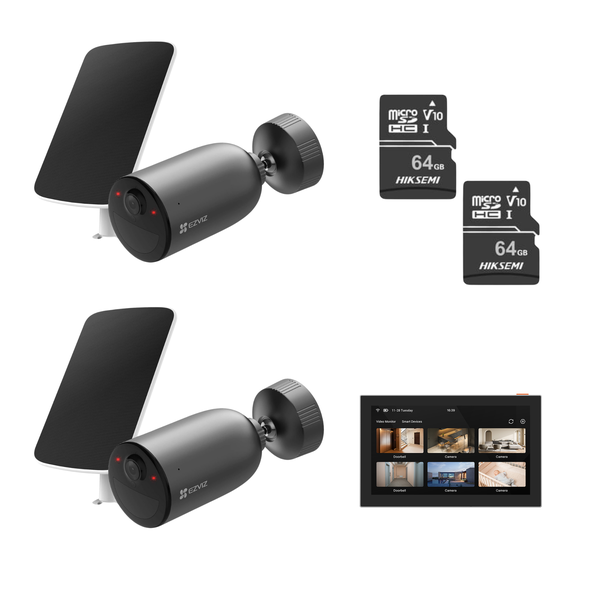 2 x Ezviz EB3 Wifi Camera Solar Battery Kit &amp; 1 x EZVIZ SD7 Screen- Bundle