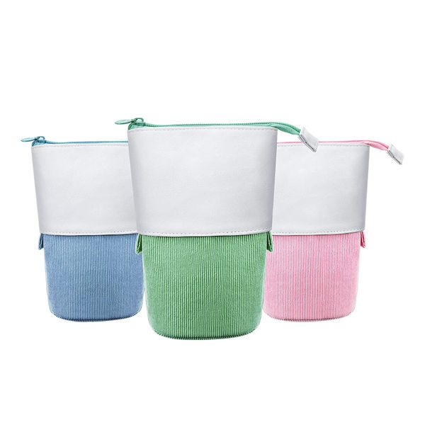 3 Pieces Telescopic Pencil Case Standing Stationery Pencil Holder A