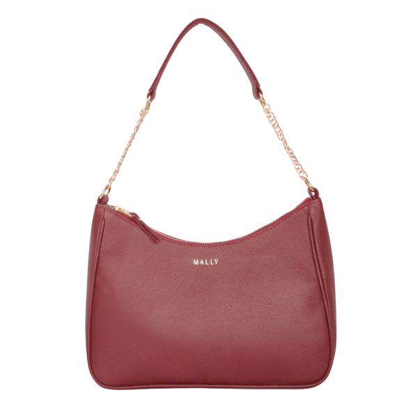 Silvia Leather Baguette Bag - Leather, Shoulder &amp; Crossbody, Burgundy