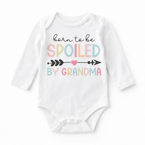 Grandma - Born To Be Spoiled By Grandma Long Sleeve Baby Grow