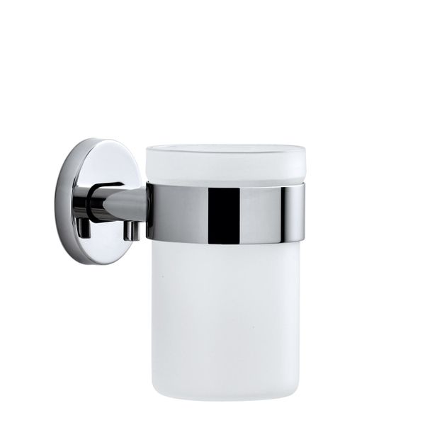 Blomus Toothbrush Glass Wall-Mounted with Stainless-Steel Holder AREO
