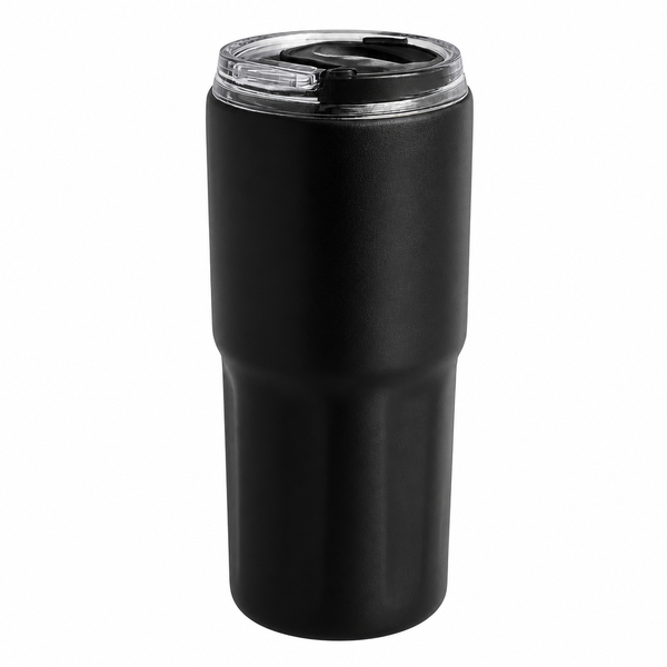 Insulated Travel Tumbler Black with Clear Lid Keeps Drinks Hot