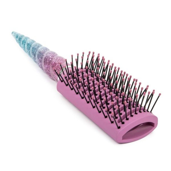 Pink and Blue Glitter Unicorn Horn Shaped Hair Brush (Set of 6)