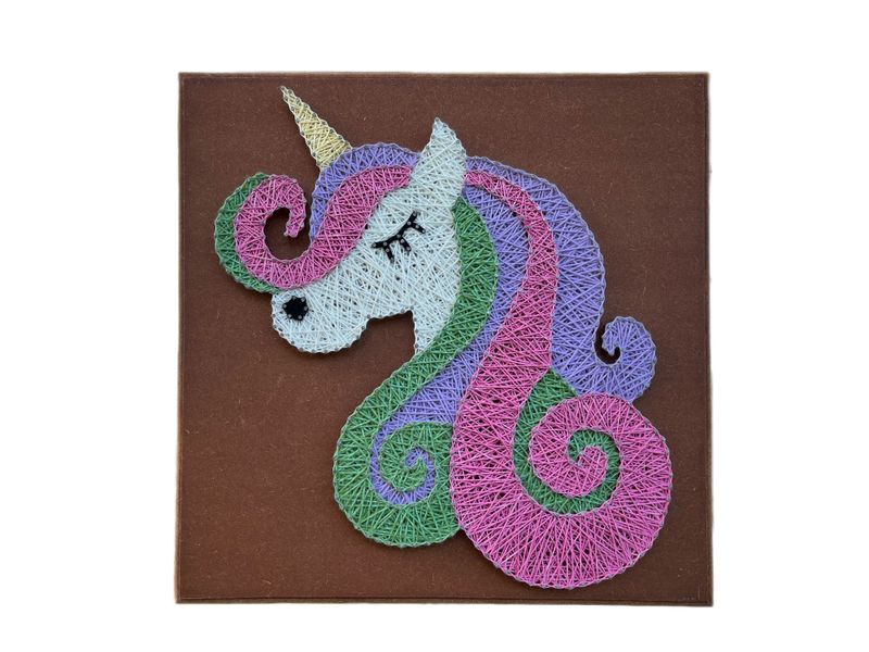 Unicorn Handmade String Art For Girl Nursery Room Wall Decor - Pink, Purple