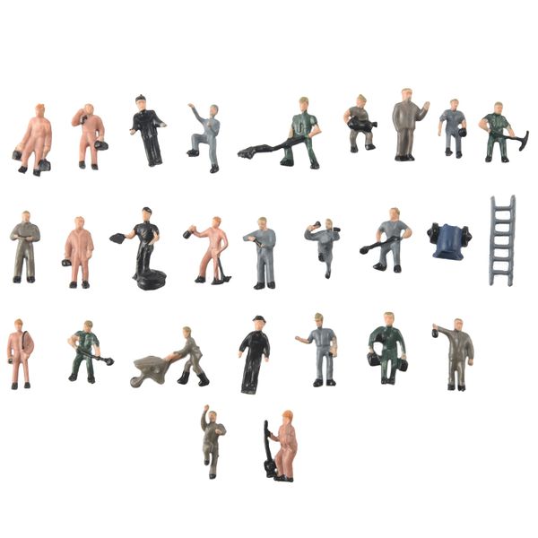 25Pcs 1 87 Figurines Painted Figures Miniatures of Railway Workers with