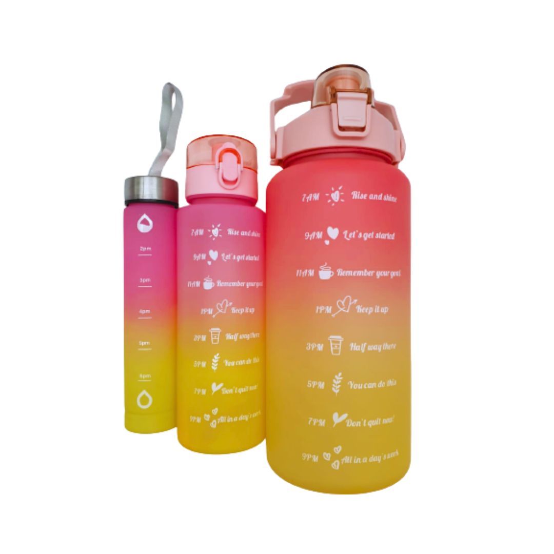 3 In 1 Two Tone Colour Time Marker Water Bottles - Pink Yellow | Shop ...